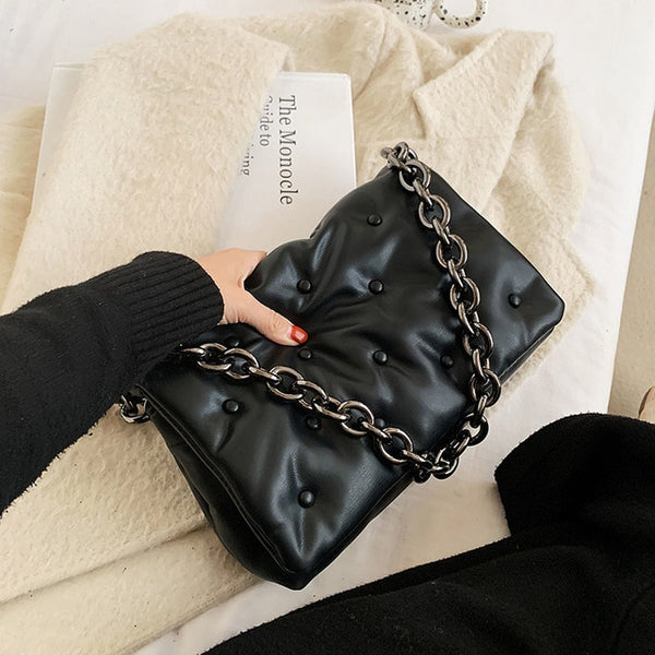 Chain PU Leather Underarm Bag for Women 2021 Branded Trending Black Shoulder Handbags and Purses Female Travel Hand Bag ZopiStyle