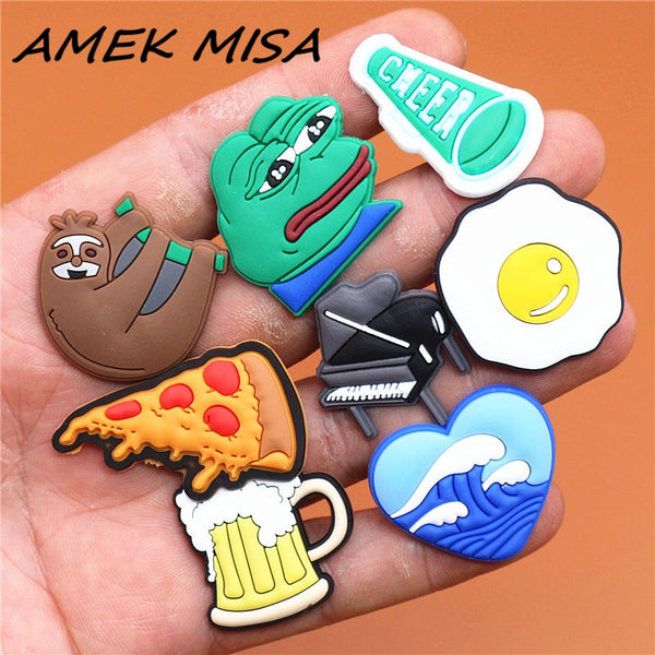 Single Sale 1pcs Animals 29 Types Shoe Charms Accessories Decorations Sad Frog PVC Croc jibz Buckle for Kids Party Xmas Gifts ZopiStyle