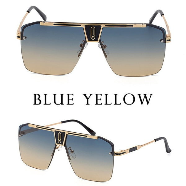 2021 New Style Rimless Luxury Square Man Sunglasses Fashion Tide Two-Tone Sunglasses Women Big Box Vintage Glasses Lentes De Sol ZopiStyle