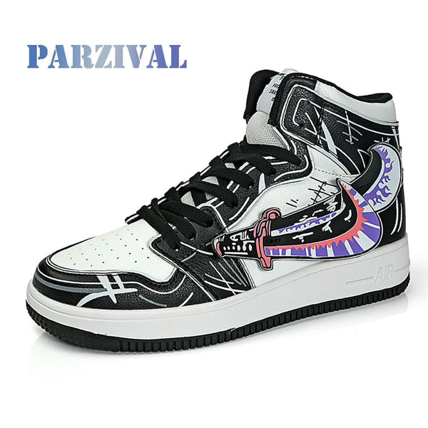 PARZIVAL High Quality Men Vulcanized shoes New High Top Casual shoes Men Autumn Leather Sneakers Anime Shoes Plus Size Male Flat ZopiStyle