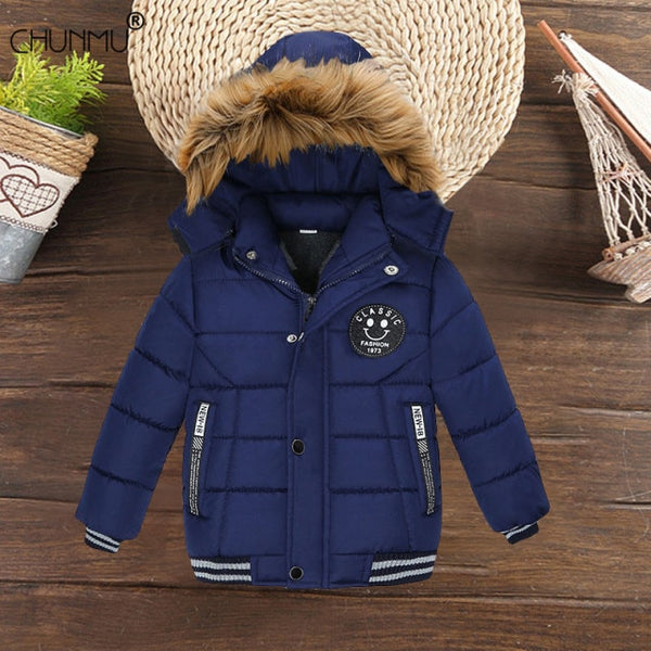 Autumn Winter Kids Jackets For Girls Boys Fashion Warm Fur Collar Hooded Children&#39;s Coat Baby Outerwear Overcoat ZopiStyle