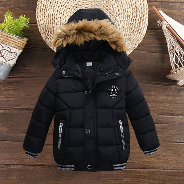 Autumn Winter Kids Jackets For Girls Boys Fashion Warm Fur Collar Hooded Children&#39;s Coat Baby Outerwear Overcoat ZopiStyle