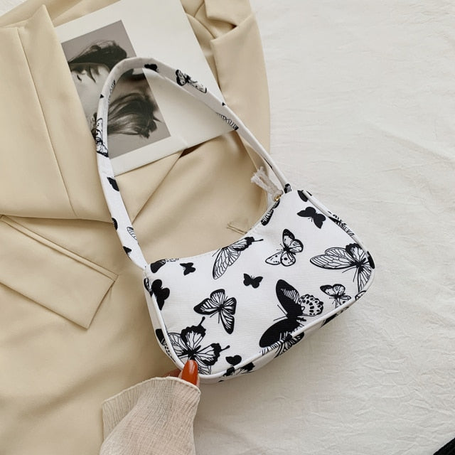 Animal Pattern Print Canvas Shoulder Underarm Bag Vintage Ladies Small Purse Handbags Casual All-match Fashion Women Square Bags ZopiStyle