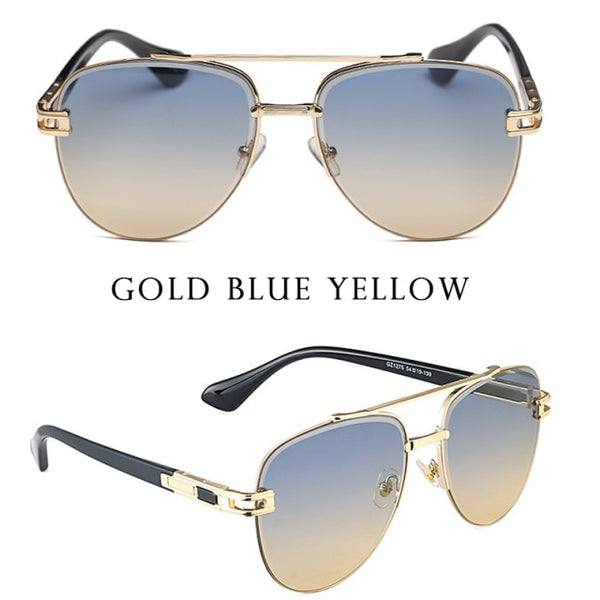 2021 New Style Luxury Sunglasses For Men Vintage Fashion Luxe Sunglasses Tide Round Frame Two-Tone Quality Lentes De Sol Hombre ZopiStyle