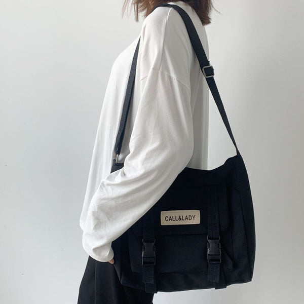Fashion Classic Simple Messenger Bag Women&#39;s South Korea Chic Postman Bag Lady Student Nylon Waterproof Canvas Schoolbag ZopiStyle