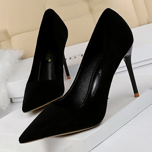 BIGTREE Shoes 2021 New Women Pumps Suede High Heels Shoes Fashion Office Shoes Stiletto Party Shoes Female Comfort Women Heels ZopiStyle