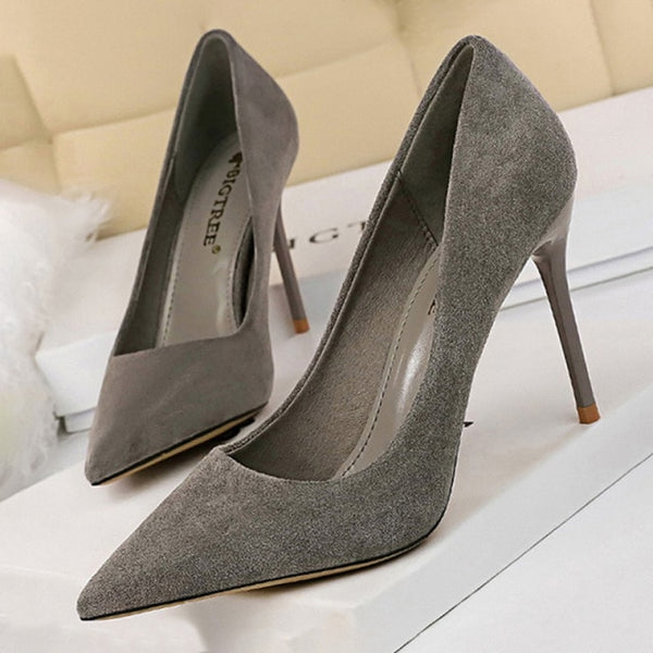 BIGTREE Shoes 2021 New Women Pumps Suede High Heels Shoes Fashion Office Shoes Stiletto Party Shoes Female Comfort Women Heels ZopiStyle