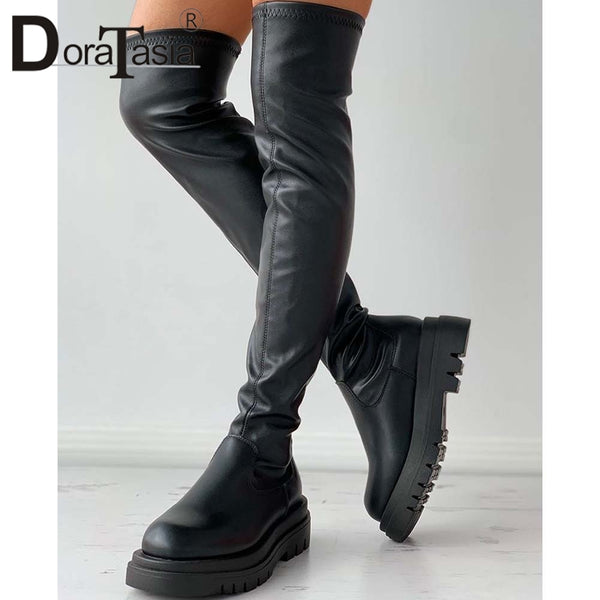 DORATASIA Brand New Female Platform Thigh High Boots Fashion Slim Chunky Heels Over The Knee Boots Women Party Shoes Woman ZopiStyle