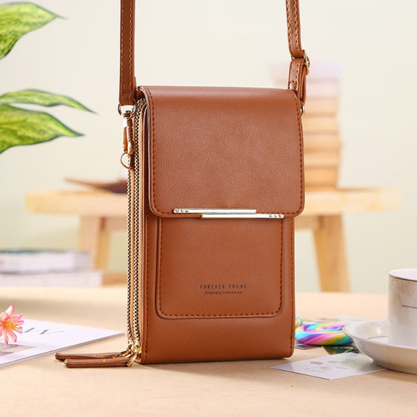 Soft Leather Wallets Touch Screen Mobile Phone Bag for Female Mini Card Holder for Key Coin Purse Vertical Crossbody Money Bags ZopiStyle