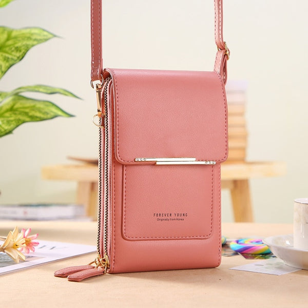 Soft Leather Wallets Touch Screen Mobile Phone Bag for Female Mini Card Holder for Key Coin Purse Vertical Crossbody Money Bags ZopiStyle