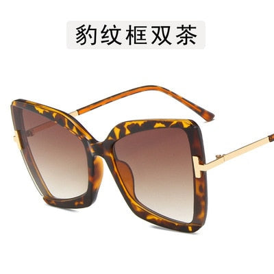 European and American INS big frame T word sunglasses for women dazzle color cat eye fashion sunglasses butterfly sunglasses ZopiStyle
