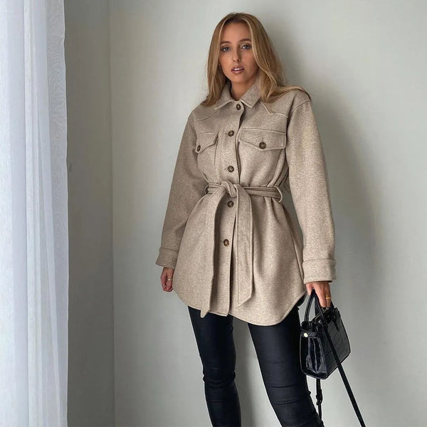 New Fall Winter Women Jacket Long Sleeves Belted Warm Thicken Casual Fashion High Street Za Women Coat Outfits Tops ZopiStyle