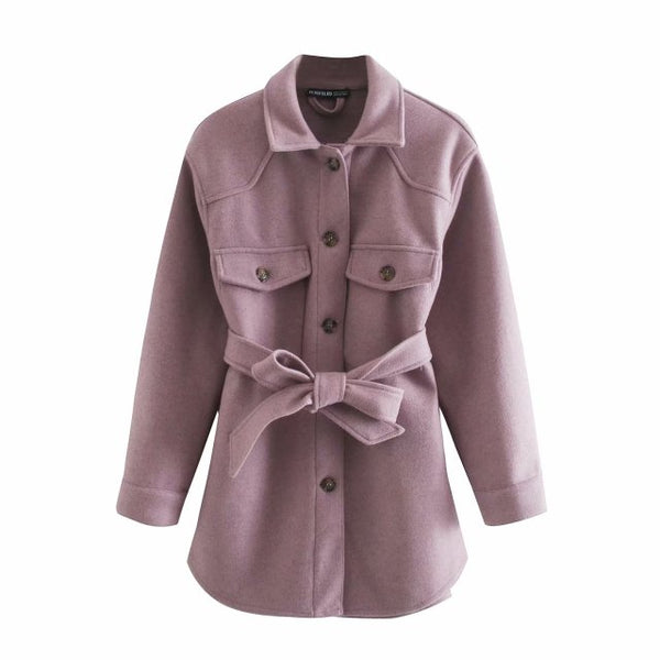 New Fall Winter Women Jacket Long Sleeves Belted Warm Thicken Casual Fashion High Street Za Women Coat Outfits Tops ZopiStyle