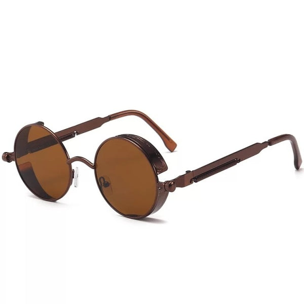 Classic Gothic Steampunk Sunglasses Luxury Brand Designer High Quality Men and Women Retro Round Metal Frame Sunglasses UV400 ZopiStyle