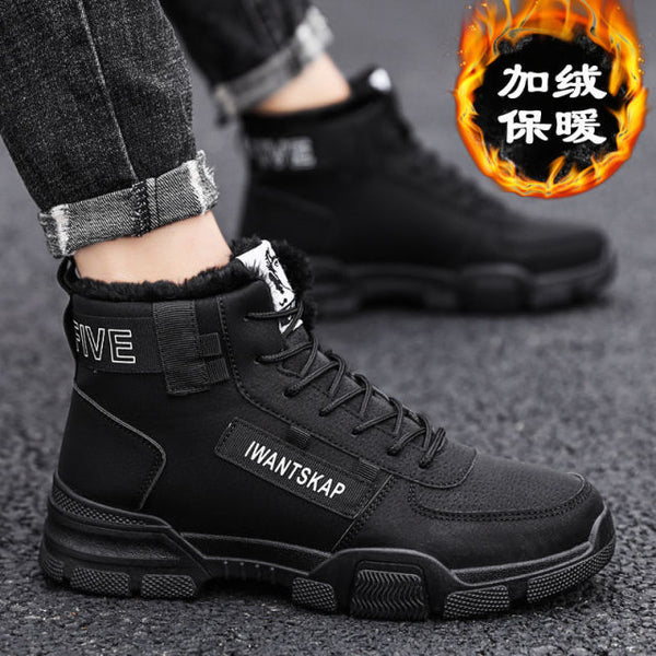 Ankle Boots Men&#39;s Snow Boots Winter Warm Lace Up 2021 New Men&#39;s Shoes Wool Plush Winter Boots Men&#39;s Shoes Extra Large ZopiStyle