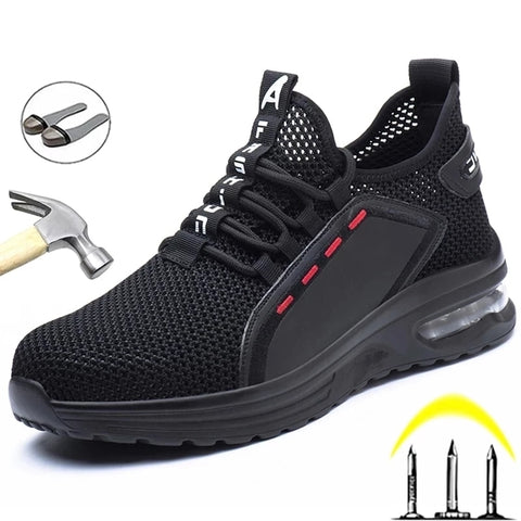 Breathable Men Work Safety Shoes Anti-smashing Steel Toe Cap Working Boots Construction Indestructible Work Sneakers Men Shoes ZopiStyle
