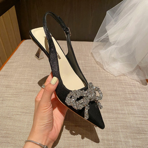 High Heels Women Sandals Shoes Sexy Bow Spring/summer 2021 New Temperament Crystal Diamond Colorful Cloth Casual Shoes ZopiStyle