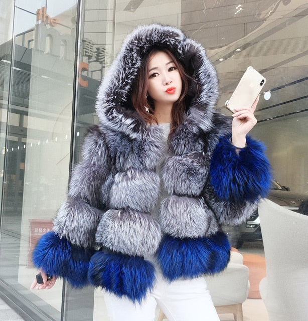 Women&#39;s Jacket Real Fur Coat Winter Genuine Women Short Section Warm Thick Fox Fur Coat Vests Slim Female Fur Coat Natural Fur ZopiStyle