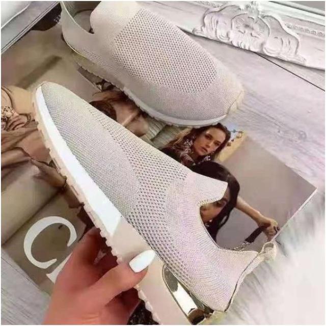 Women Summer autumn Casual sport Sneakers women&#39;s Breathable Slip On Sport Shoes Elastic Band Ladies Vulcanized Platform Shoes ZopiStyle