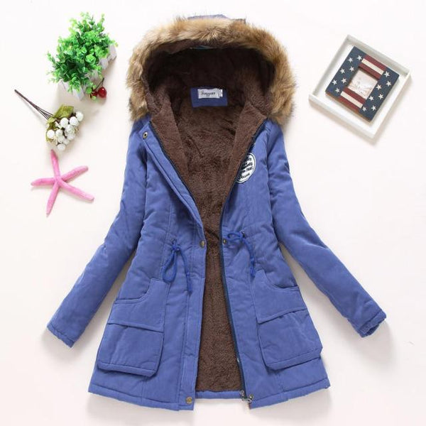 new winter military coats women cotton wadded hooded jacket medium-long casual parka thickness plus size XXXL quilt snow outwear ZopiStyle