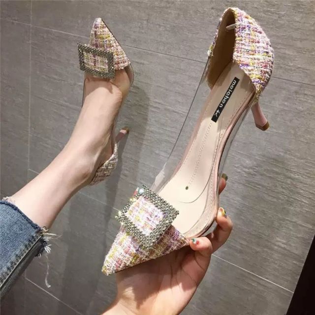 Luxury Women Pumps 2022 Transparent High Heels Sexy Pointed Toe Slip-on Wedding Party Brand Fashion Shoes For Lady Size 34-43 ZopiStyle
