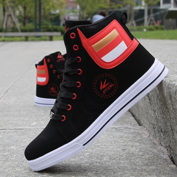 Mens Round Toe High Top Sneakers Casual Vulcanize Shoes Lace Up Skateboard Shoes Newest Style 3 Colors ZopiStyle