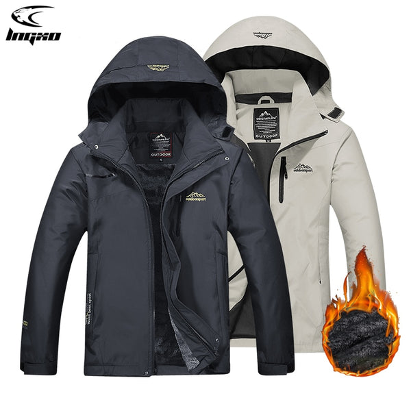 LNGXO Winter Inner Fleece Waterproof Jacket Men Women Outdoor Windbreaker Hiking Camping Skiing Rain Jacket Thick Thermal Coat ZopiStyle