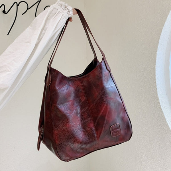 Casual Soft Large Capacity Tote Luxury Bag Women Handbags Designer Look Pu Leather Women&#39;s Shoulder Bag Retro Big Shopper Purses ZopiStyle