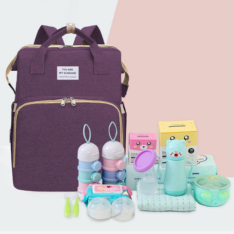 Mommy Bag Foldable Mommy Backpack Multifunctional Baby Diaper Bag Backpack Waterproof Mother Bag Portable Crib Outdoor Supplies ZopiStyle