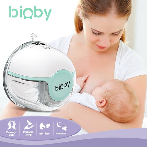 Bioby Portable Electric Breast Pump Hand-free Breast Massager USB Chargable Silent Milk Collector Painless Wearable BPA Free ZopiStyle