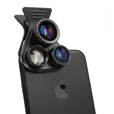 Universal Extended Polarization Wide-angle Lens Macro External Camera 5 in 1 Mobile Phone Fisheye Lens black ZopiStyle