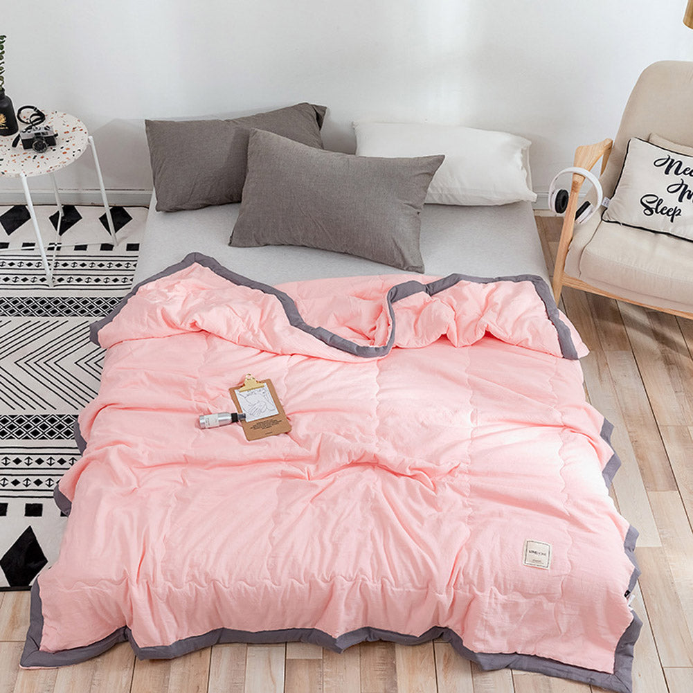 Air Condition Quilt Breathable Simple Summer Quilt for Home Beds Sleeping pink_150*200cm ZopiStyle
