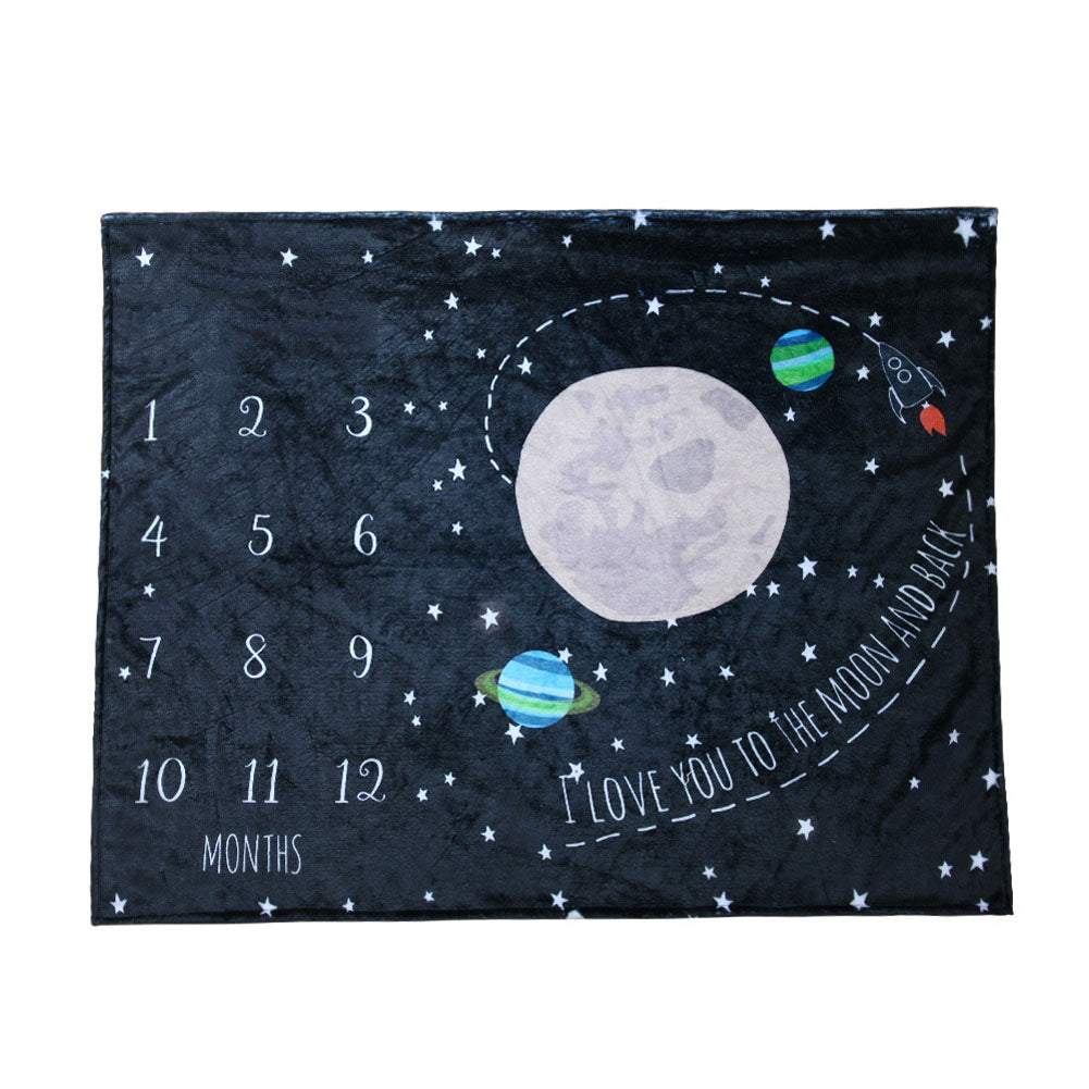 Baby Blanket Anniversary Flannel Growth Commemorative Blanket Baby Photography Props Starry sky_100*75cm ZopiStyle