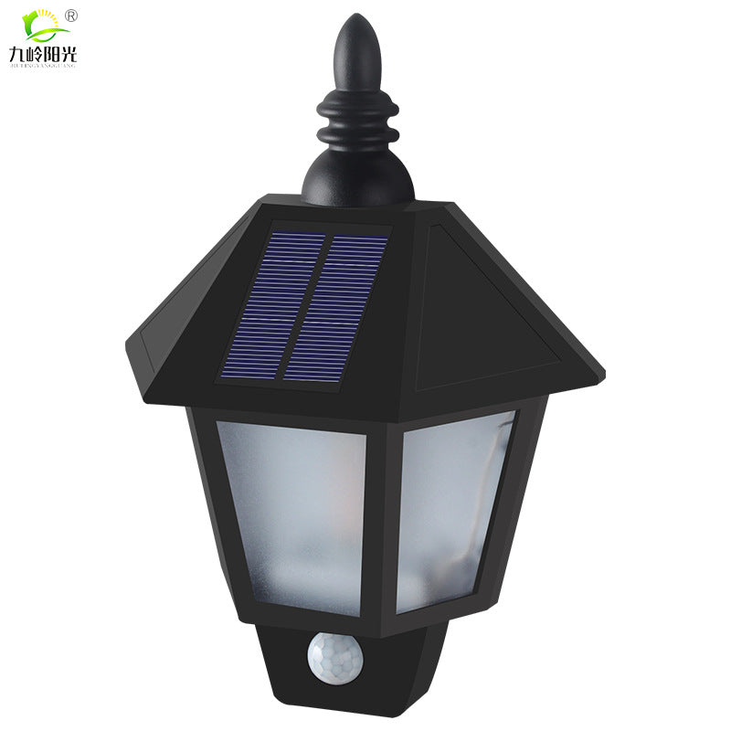 LED Solar Powered Wall Light Outdoor Waterproof Garden Body Induction Flame Lamp Flame body sensing mode ZopiStyle