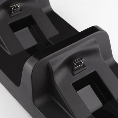 Dual USB Charging Charger Docking Station Stand for PS4 Slim Controller Black ZopiStyle