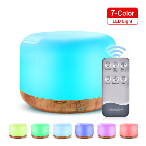 300ml Remote Control Wood Grain Household Fragrance Lamp Ultrasonic Mute Humidifier Light wood grain remote control_US Plug ZopiStyle