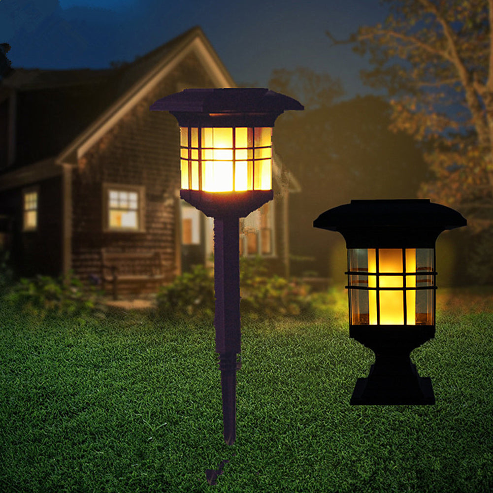 Solar Energy Flame Lamp Outdoor Waterproof Court Garden Villa Lawn Light LED Decorative Street Light black ZopiStyle