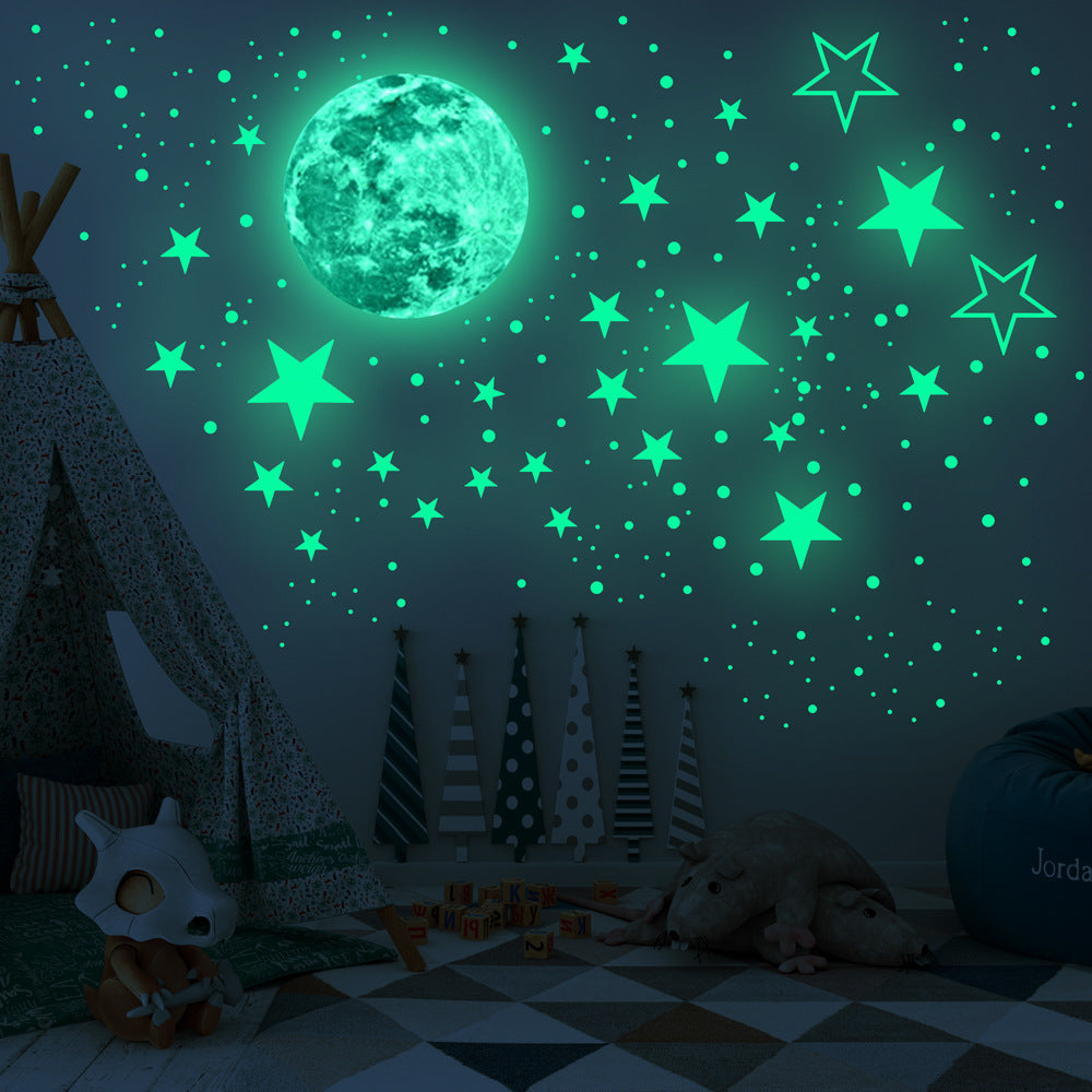 Luminous Moon Stars Wall Stickers for Kids Room Baby Nursery Home Decoration Wall Decals Glow in the Dark Bedroom Ceiling 30cm+3259+3255 ZopiStyle