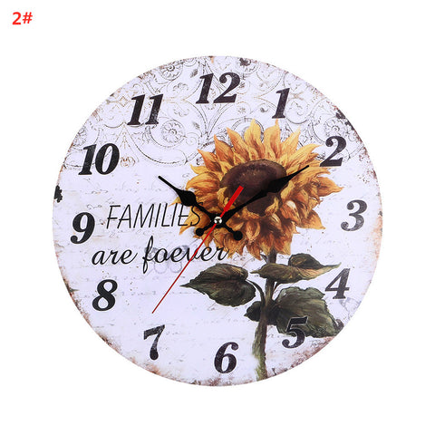 30CM Retro Pastoral Style Sunflower Pattern Wall Clock for Home Living Room Decor 2# ZopiStyle