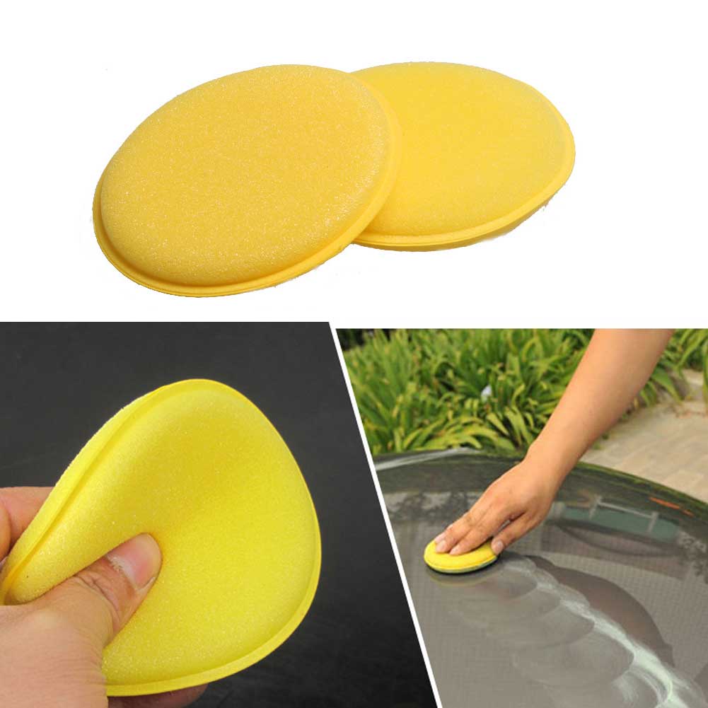 12 Pcs Vehicle Wax Polishing Foam Hand Sponge Soft Wax Padded Sponge Yellow Buffer Detail Care Wash Clean Towel ZopiStyle