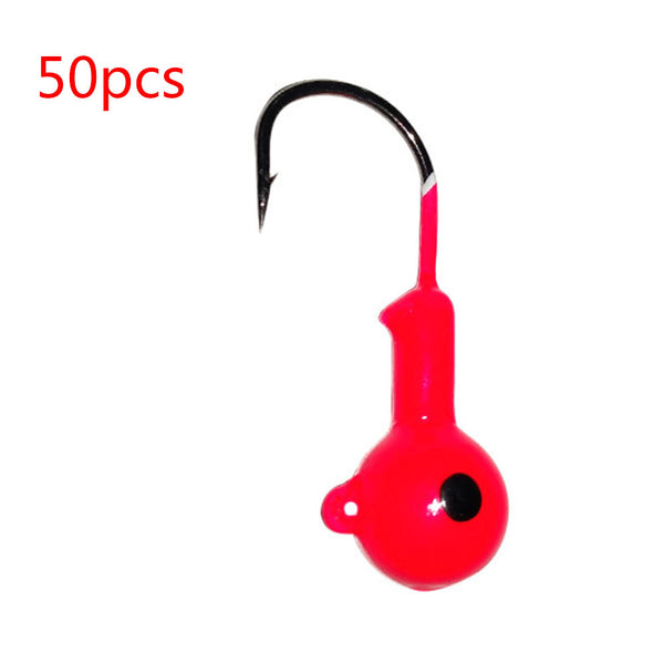 50 Pcs/set Jig Head Colorful Spray Paint Soft Bait Insect Hooks Red 50 bags_3.5g ZopiStyle