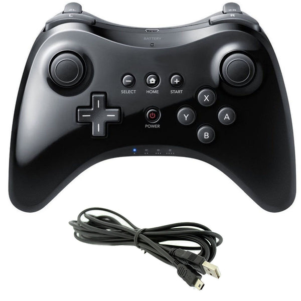 Wireless Classic Pro Controller Joystick Gamepad for Nintend wii U Pro with USB Cable black ZopiStyle