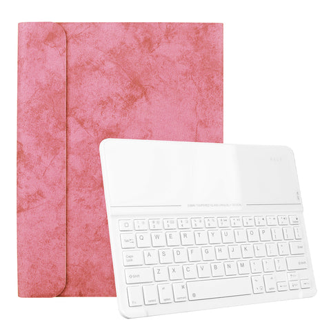 for Apple iPad Pro 11 Inch Magnetic Wireless Bluetooth Smart Sleep Keyboard Protective Case Pink leather case + white glass keyboard ZopiStyle