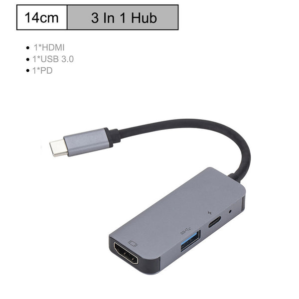 3 in 1 USB 3.1 To Type-C  To HDMI HUB DP Docking Station gray ZopiStyle