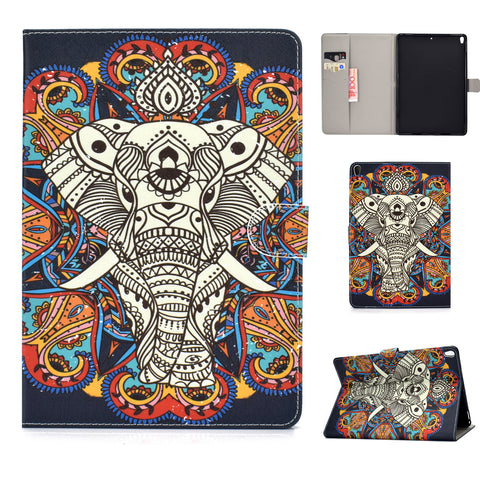 For iPad 10.5 2017/iPad 10.2 2019 Laptop Protective Case Color Painted Smart Stay PU Cover with Front Snap  Fun elephant ZopiStyle
