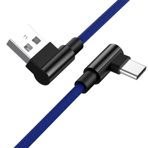 1M Type C 90 Degree Charging Cable blue ZopiStyle