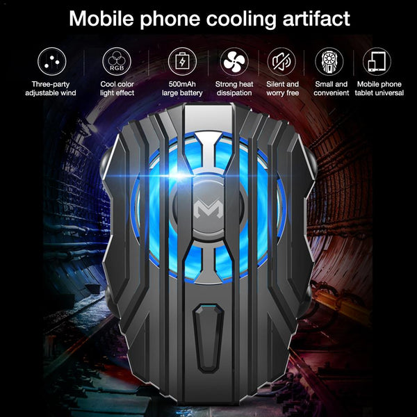 FL01 Mini Radiator Cold Wind Handle Fan for PUGB Mobile Phone Cooler Controller LED Light Cooling Battery ZopiStyle