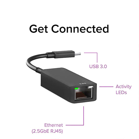 Metal Usb 3.0 To 2500m Gigabit Lan Ethernet  Cable  Adapter Portable Connector Black ZopiStyle