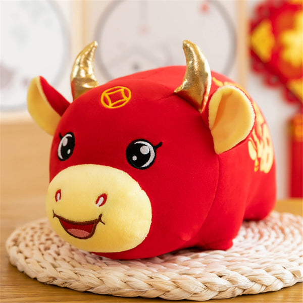 Cloth Ox Mascot Shape Doll Kids Stuffed Toy For Home New Year Decoration #1_25cm ZopiStyle