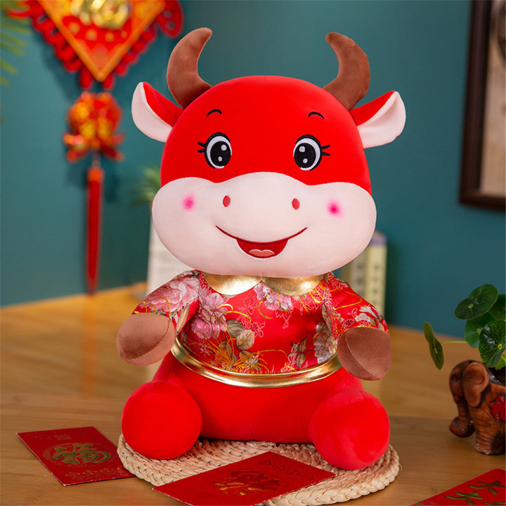 Cloth Ox Mascot Shape Doll Kids Stuffed Toy For Home New Year Decoration #1_25cm ZopiStyle